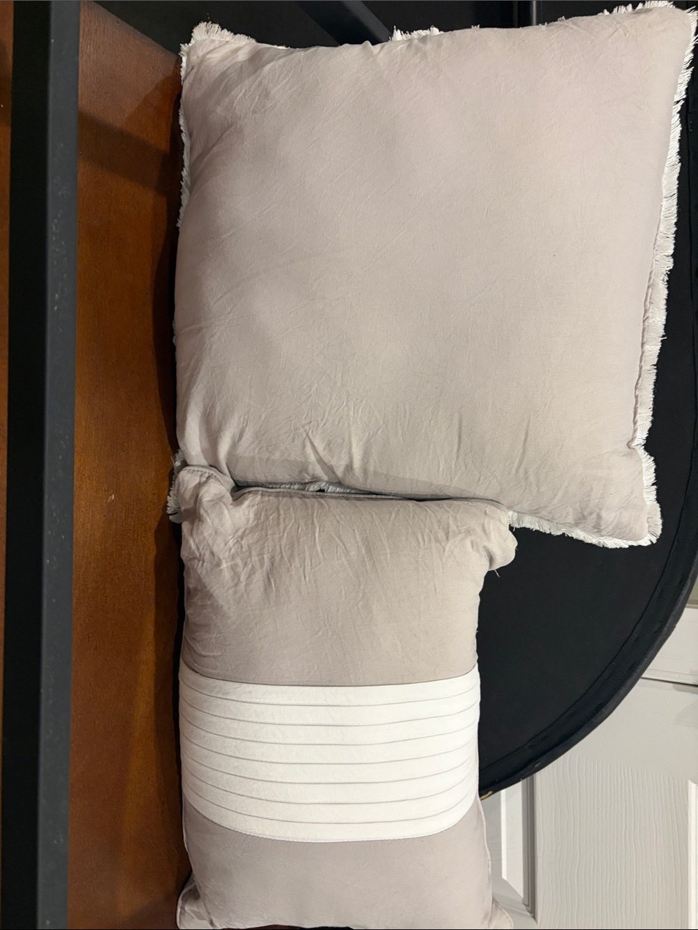 Soft Neutral Throw Pillow Set in Light Taupe